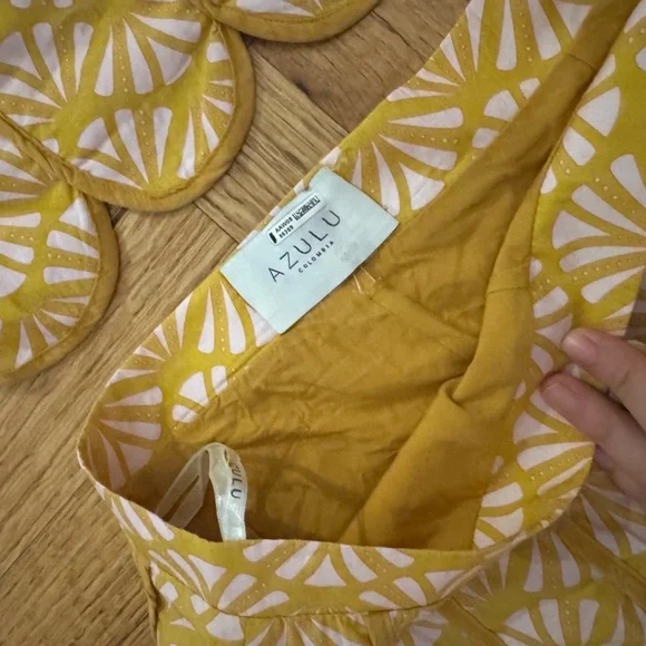 Intermix Azulu Coconut Shoulder Tie top and flared pant size M Gold yellow color - Picture 2 of 3